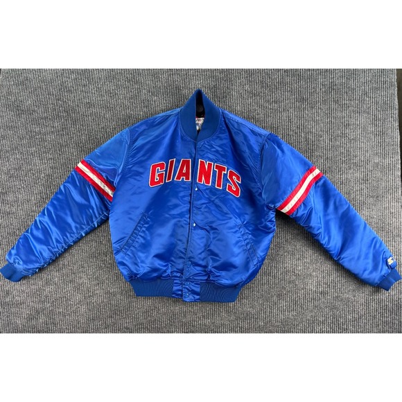 Starter New York Giants Jacket Men Extra Large Blue Satin Pro Line Vintage USA